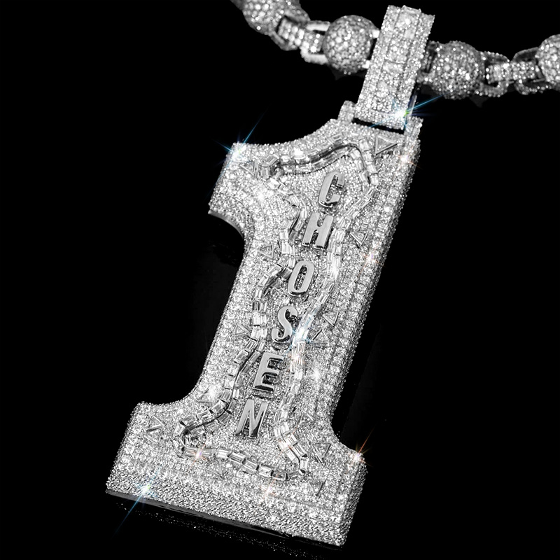 Iced Out Out Baguette Chosen 1 Pendant Moissanite With Street Luxury Shine