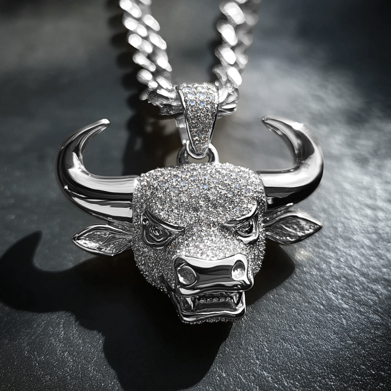 Iced Out Out Bull Head Pendant Moissanite With Street Luxury Shine - Image 3
