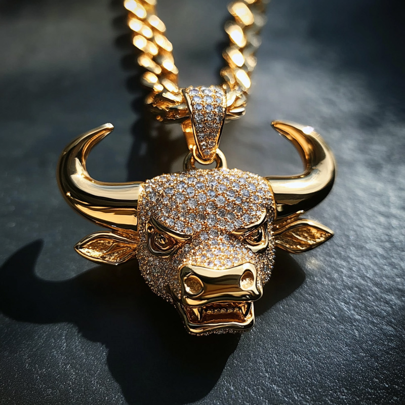 Iced Out Out Bull Head Pendant Moissanite With Street Luxury Shine