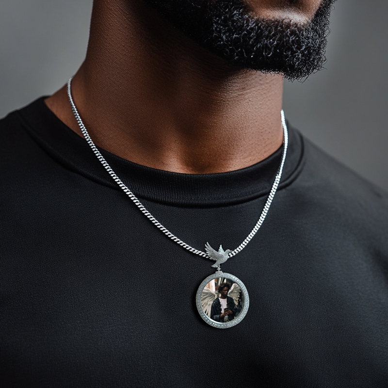 Iced Out Out Peace Dove Photo Pendant Moissanite With Street Luxury Shine - Image 3