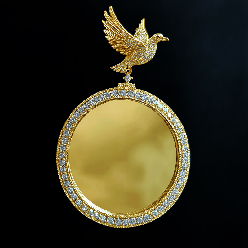 Iced Out Out Peace Dove Photo Pendant Moissanite With Street Luxury Shine - Image 7
