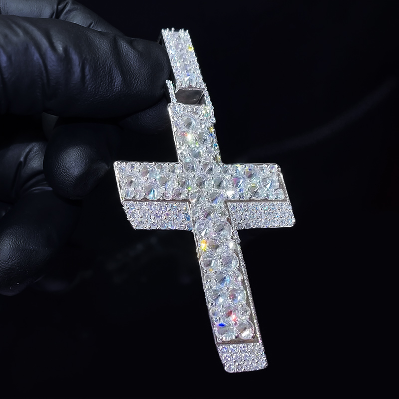 Iced Out Out Inverted Setting Cross Pendant Silver With Street Luxury Shine - Image 4