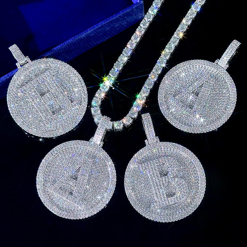 Iced Out Out A-z 26 Letter Disc Pendant Gold With Street Luxury Shine - Image 3