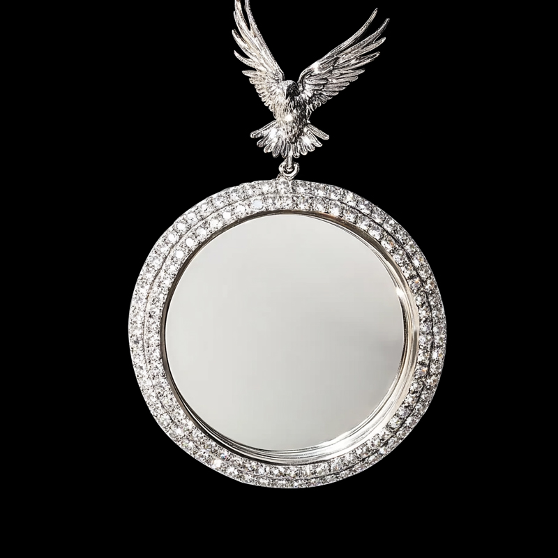 Iced Out Out Peace Dove Disc Photo Pendant Silver With Street Luxury Shine - Image 4