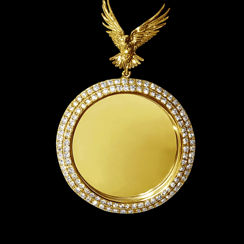 Iced Out Out Peace Dove Disc Photo Pendant Silver With Street Luxury Shine - Image 7