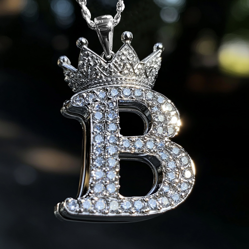 Iced Out Out Crown A-z Letter Pendant Moissanite With Street Luxury Shine - Image 3