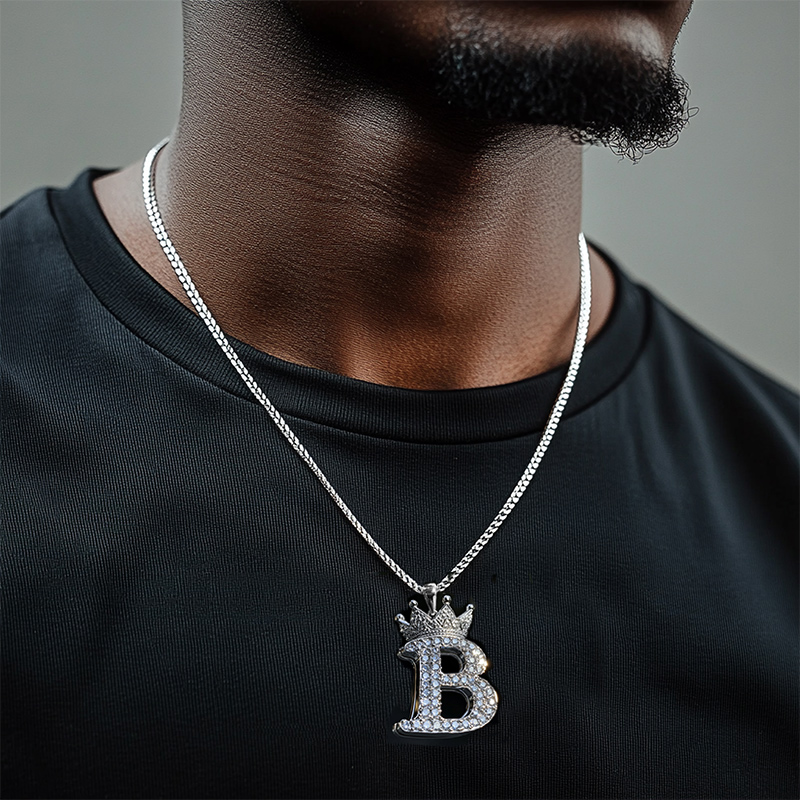 Iced Out Out Crown A-z Letter Pendant Moissanite With Street Luxury Shine - Image 5