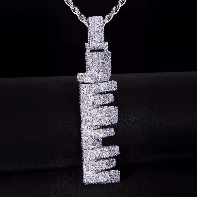Iced Out Custom Beveled Vertical Letter Pendant With Street Luxury Shine - Image 3