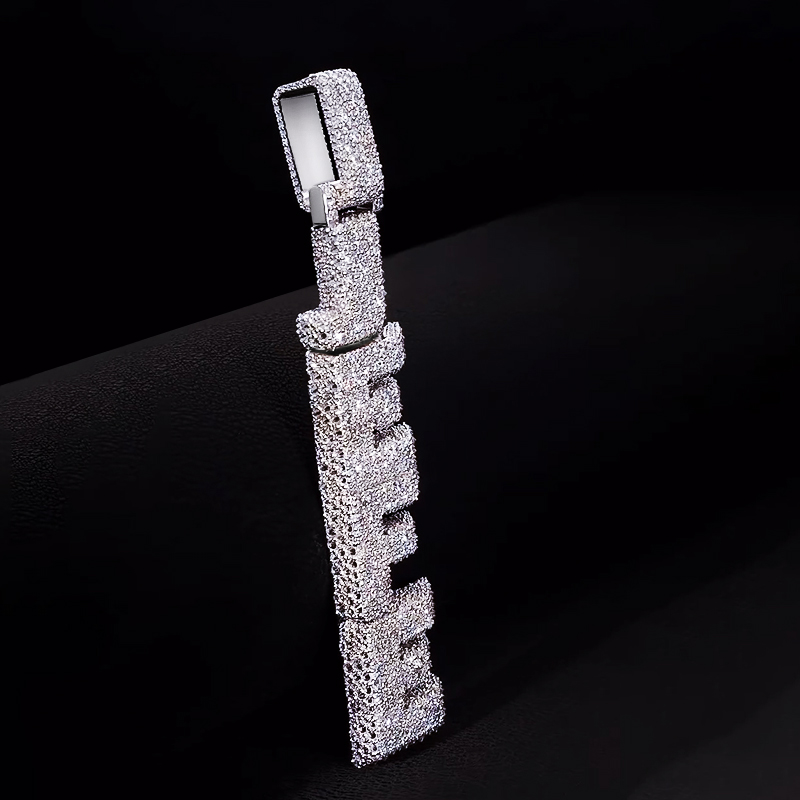 Iced Out Custom Beveled Vertical Letter Pendant With Street Luxury Shine - Image 5