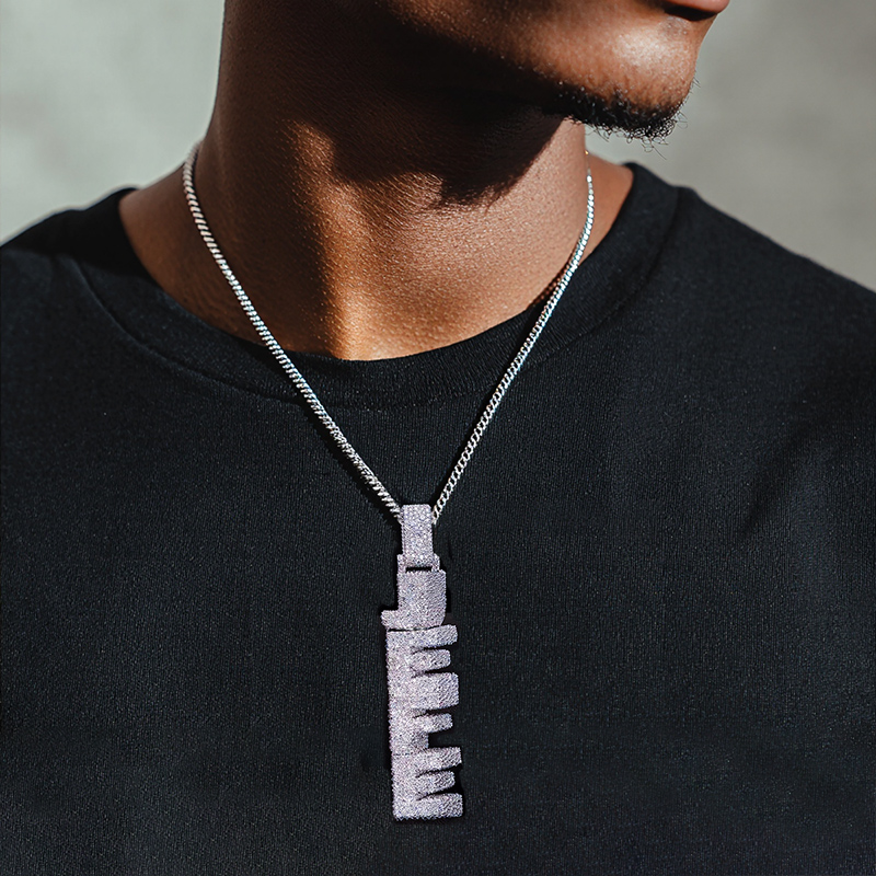 Iced Out Custom Beveled Vertical Letter Pendant With Street Luxury Shine