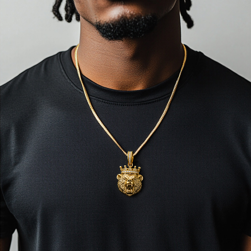 Iced Out Out Angry Bear Head Crown Pendant Silver With Street Luxury Shine - Image 5