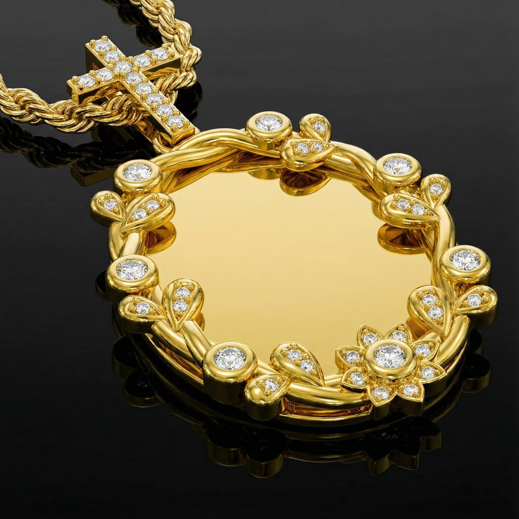 Iced Out Out Cross Buckle Customized Photo Pendant Moissanite - Image 4