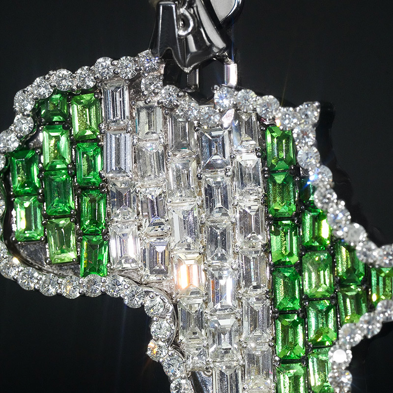 Iced Out Map Of Africa Baguette Cut Pendant Silver With Street Luxury Shine - Image 5