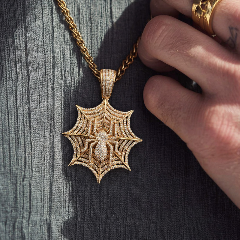 Iced Out Out Full Diamond Spider Pendant Silver With Street Luxury Shine - Image 5