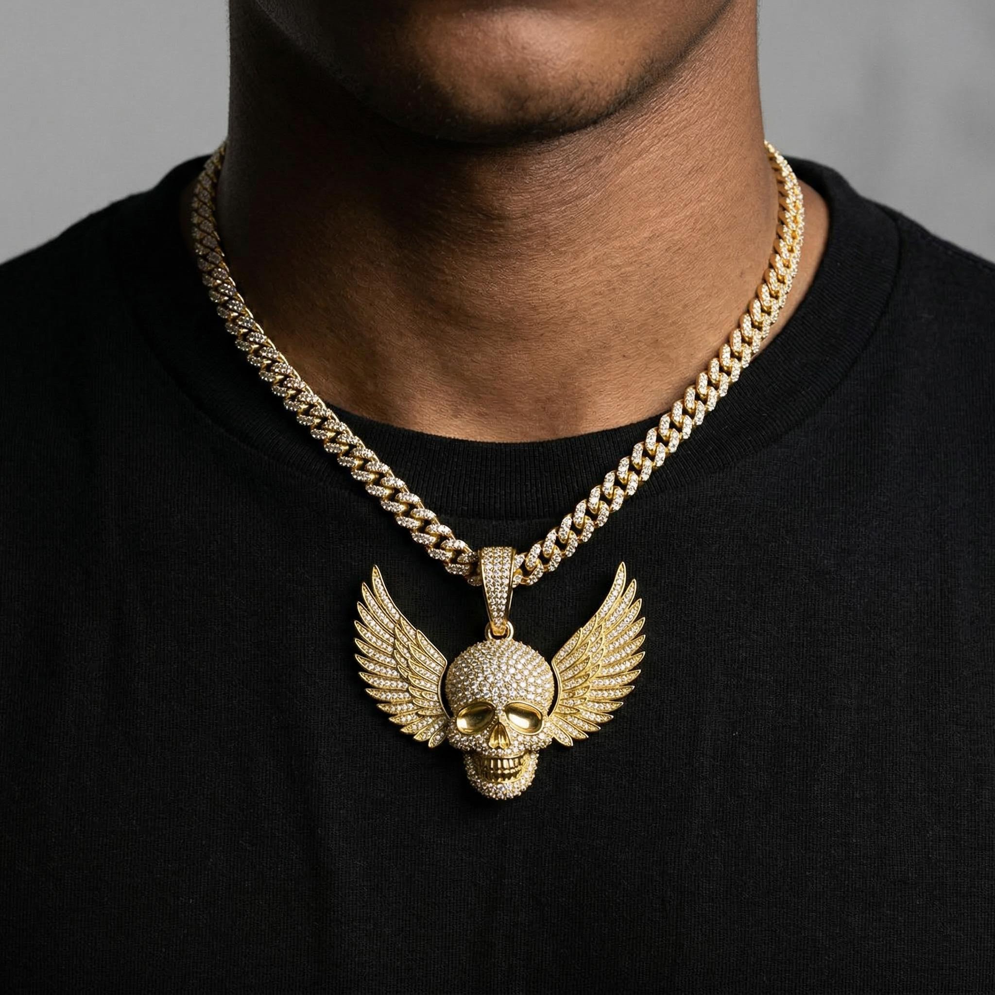Iced Out Out Skull Head Wings Pendant Moissanite With Street Luxury Shine - Image 3