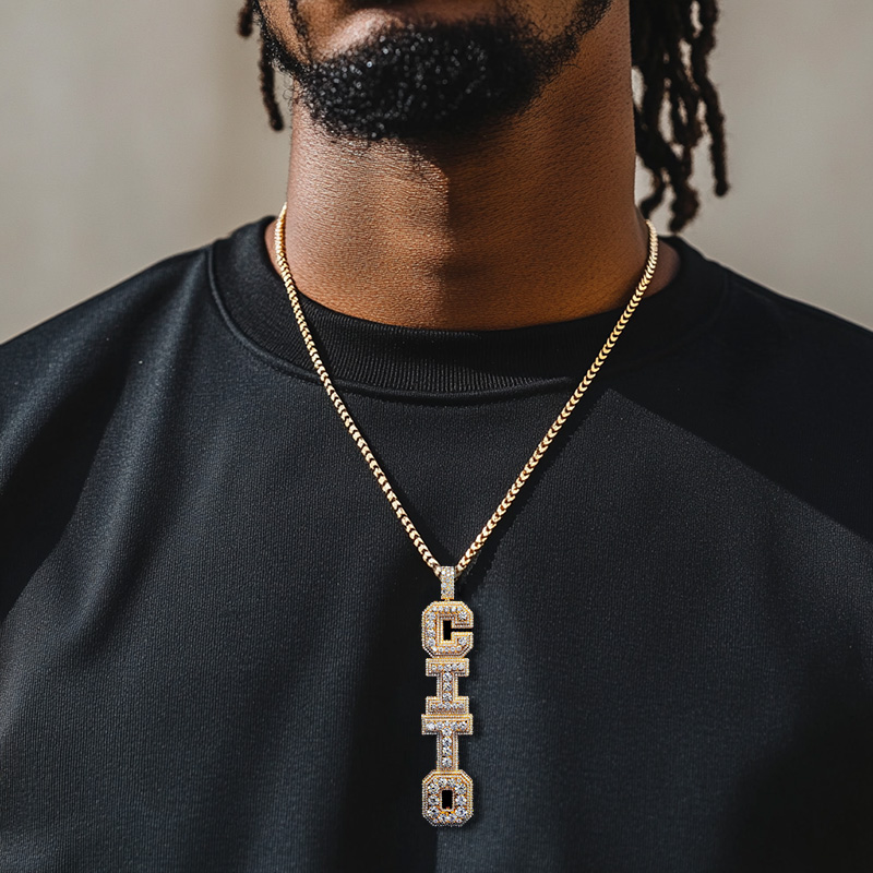 Iced Out Custom Vertical Letter Pendant Silver With Street Luxury Shine - Image 3