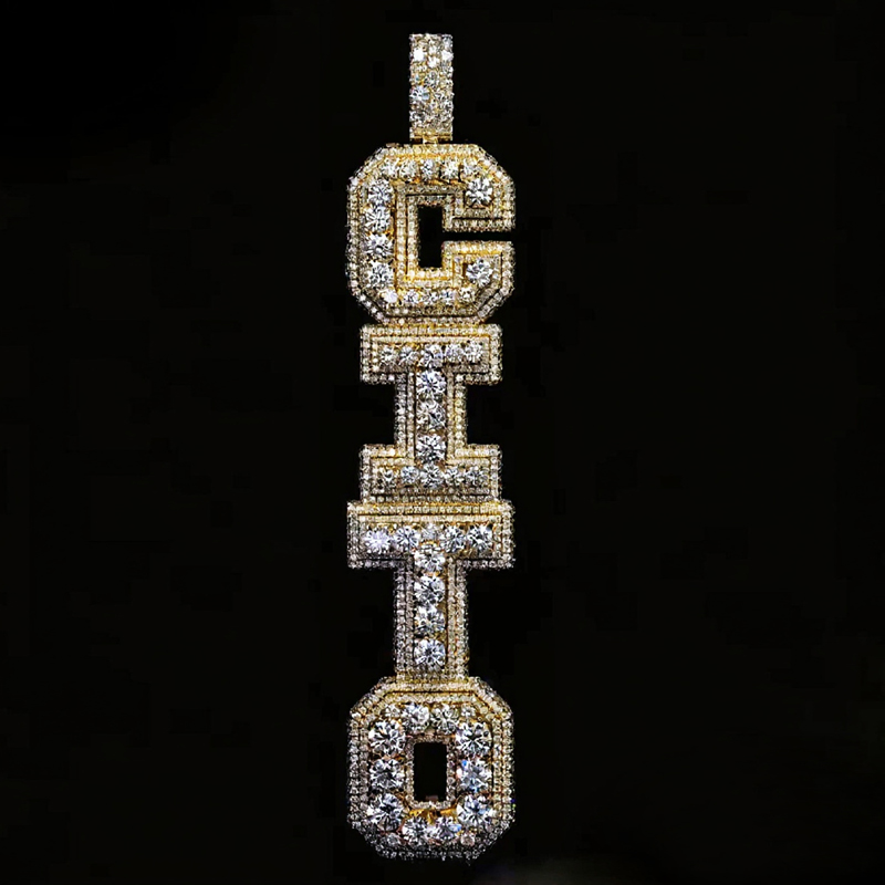 Iced Out Custom Vertical Letter Pendant Silver With Street Luxury Shine - Image 6