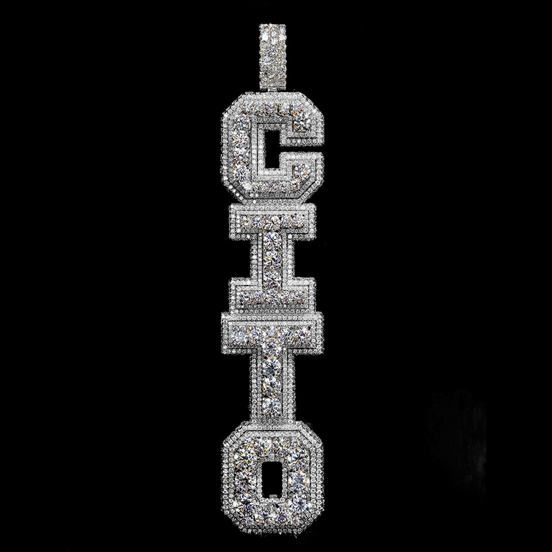 Iced Out Custom Vertical Letter Pendant Silver With Street Luxury Shine - Image 7