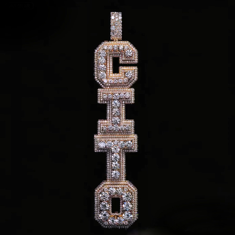 Iced Out Custom Vertical Letter Pendant Silver With Street Luxury Shine