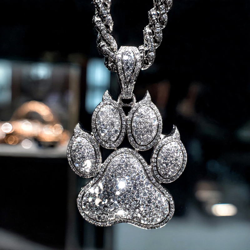 Iced Out Dog Paw Pendant Moissanite With Street Luxury Shine