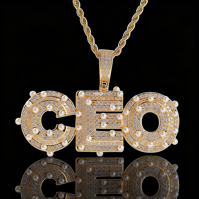 Iced Out Custom Name/letters Pendant With Pearl With Street Luxury Shine - Image 4