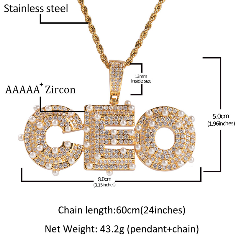 Iced Out Custom Name/letters Pendant With Pearl With Street Luxury Shine - Image 6