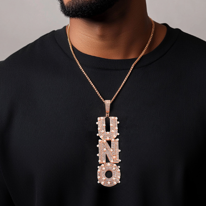 Iced Out Custom Vertical Letter Pendant With Pearl With Street Luxury Shine