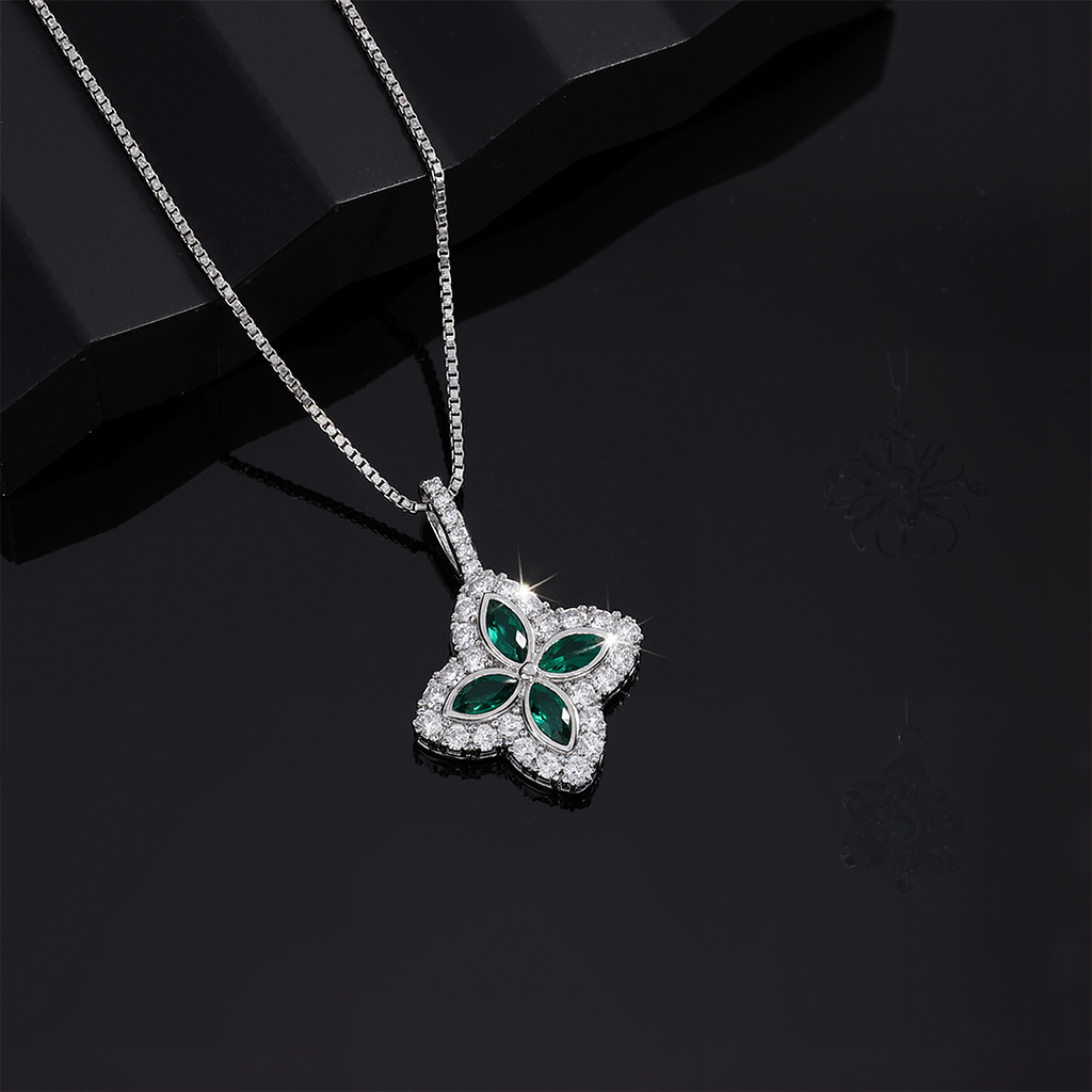 Iced Out Out Four Leaf Clover Pendent Necklace With Street Luxury Shine - Image 5