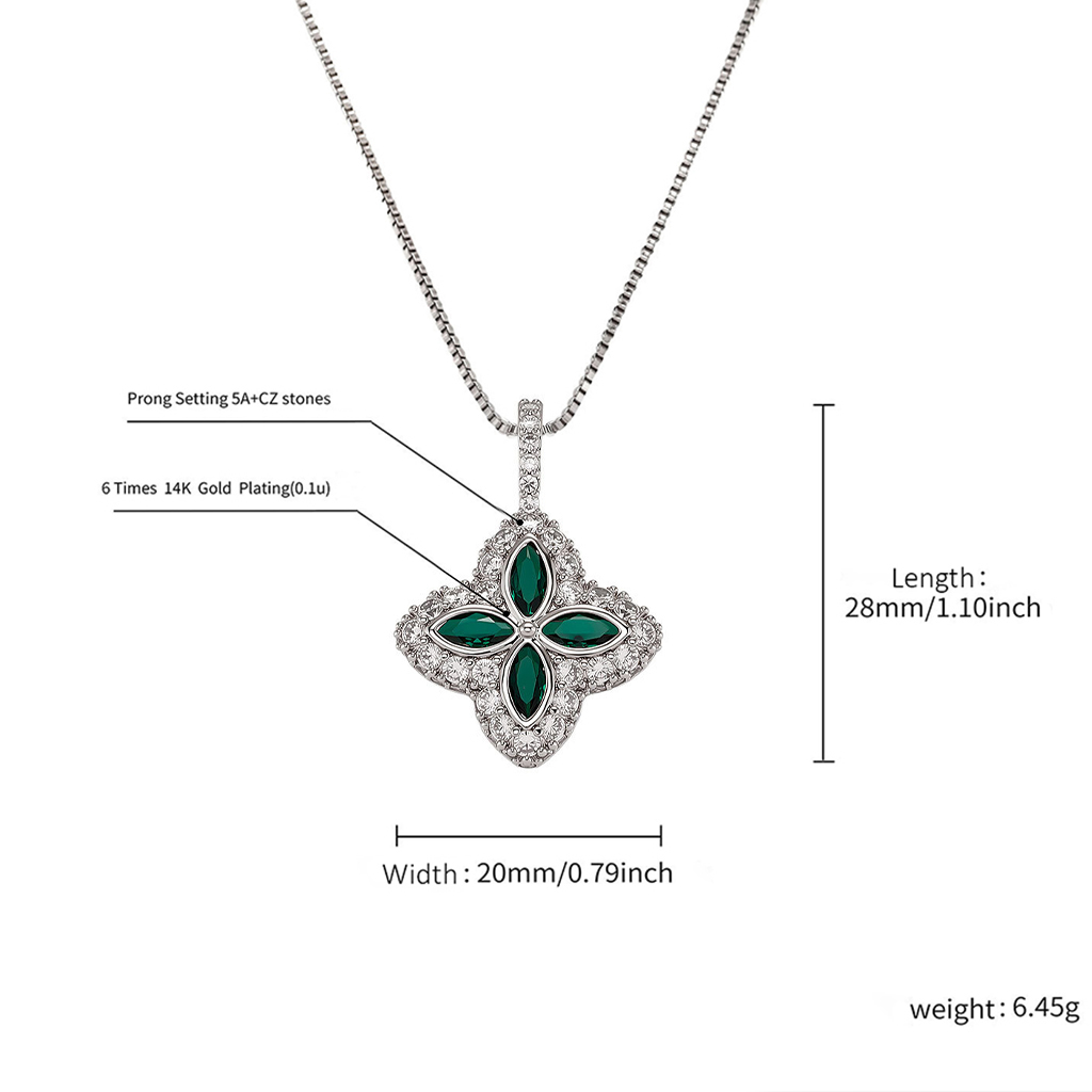 Iced Out Out Four Leaf Clover Pendent Necklace With Street Luxury Shine - Image 10