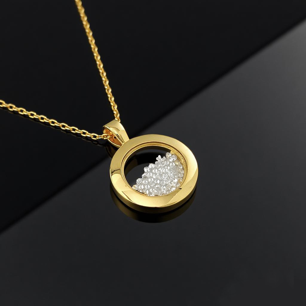 Greek Key Dancing Diamonds Pendent Necklace Gold With Street Luxury Shine - Image 7