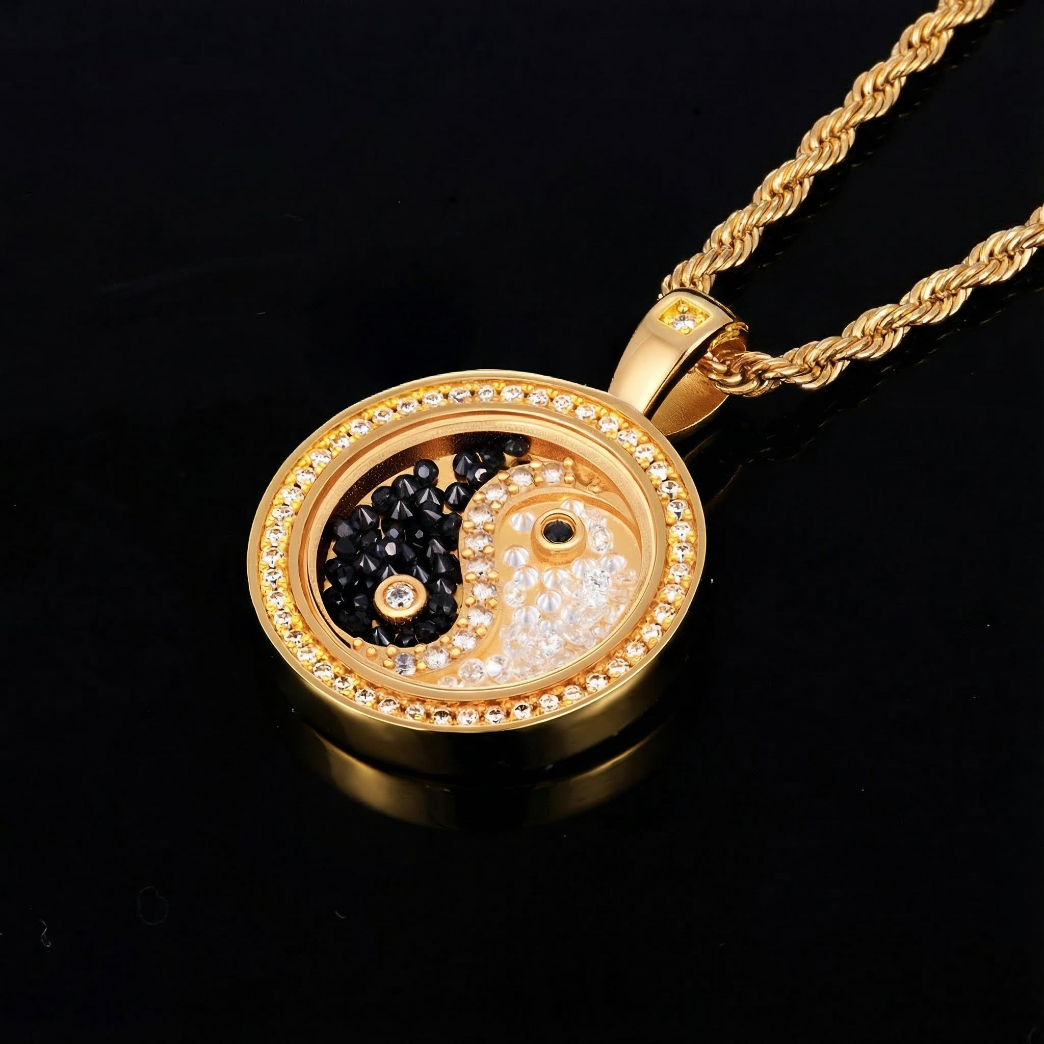Yinyang Dancing Diamonds Pendent Necklace Silver With Street Luxury Shine - Image 3