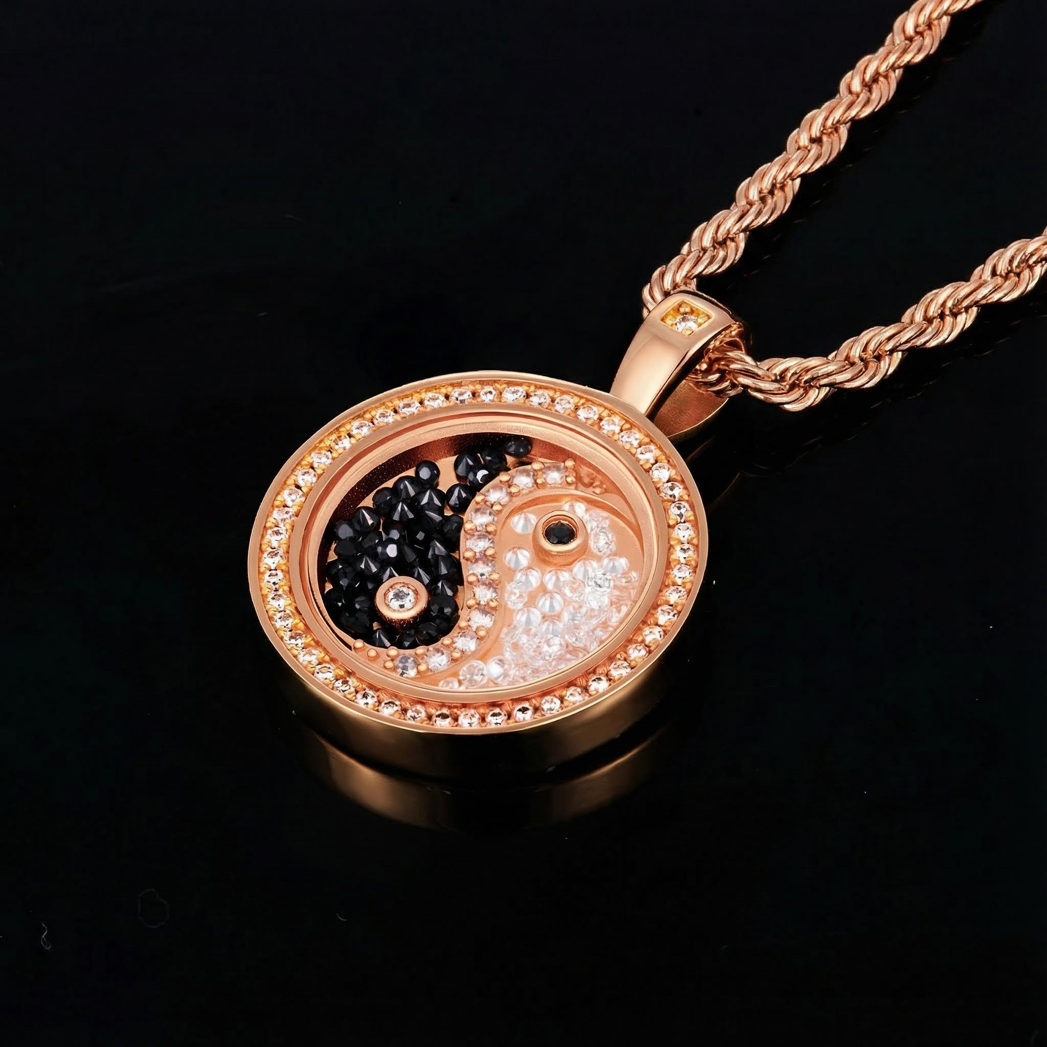 Yinyang Dancing Diamonds Pendent Necklace Silver With Street Luxury Shine - Image 6