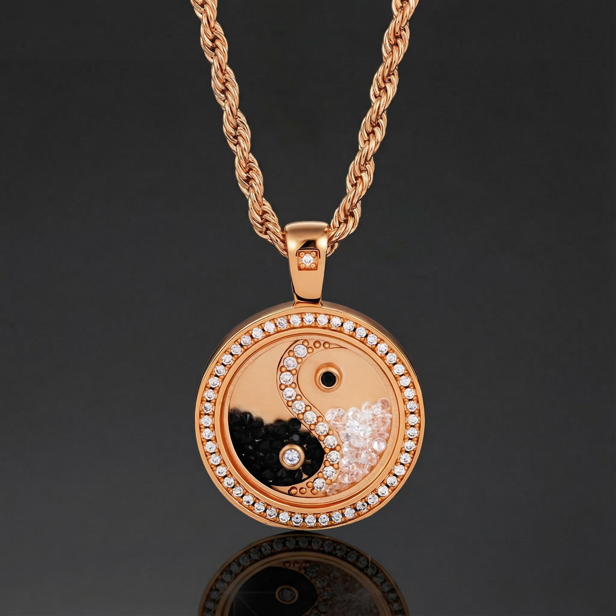 Yinyang Dancing Diamonds Pendent Necklace Silver With Street Luxury Shine - Image 7