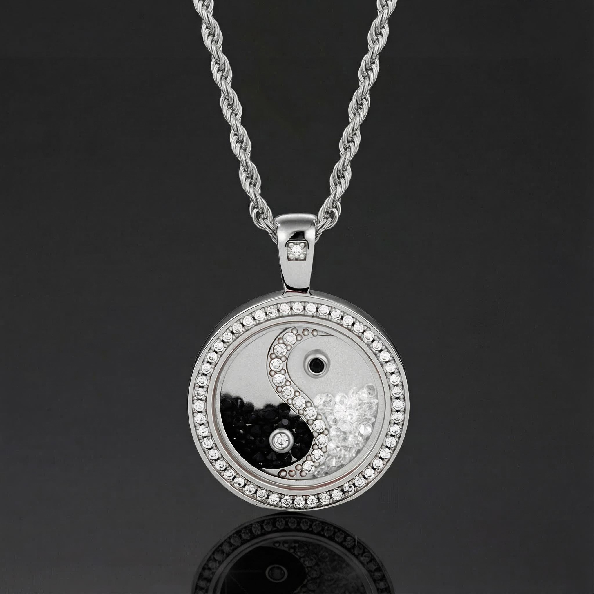 Yinyang Dancing Diamonds Pendent Necklace Silver With Street Luxury Shine