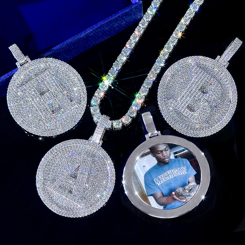 Iced Out Out A-z 26 Letter & Photo Disc Pendant With Street Luxury Shine