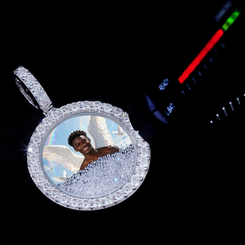 Icy-filled Disc Custom Photo Pendant Moissanite With Street Luxury Shine - Image 3