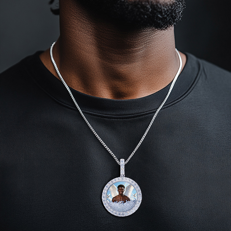 Icy-filled Disc Custom Photo Pendant Moissanite With Street Luxury Shine - Image 5