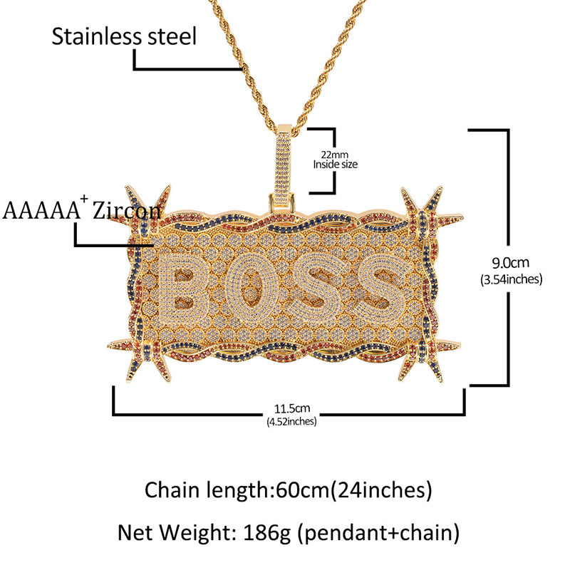 Iced Out Out Custom Letters/name Thorn Rectangular Pendant Silver - Image 7