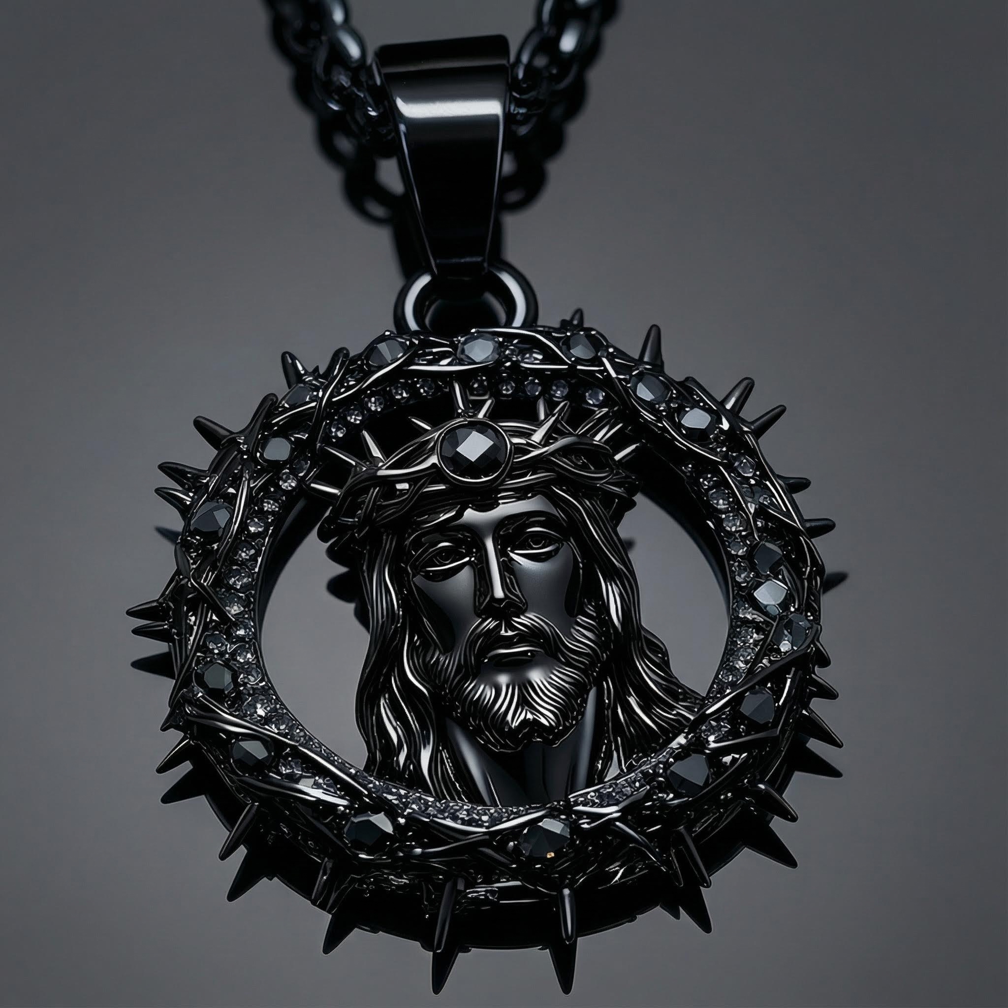 Iced Out Out Black Jesus Crown Pendant Silver With Street Luxury Shine