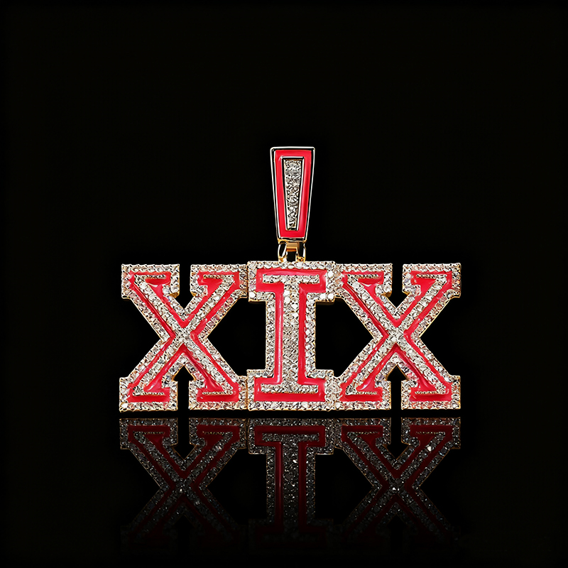 Iced Out Out Custom Name Glow In The Dark Pendent Necklace Silver - Image 3