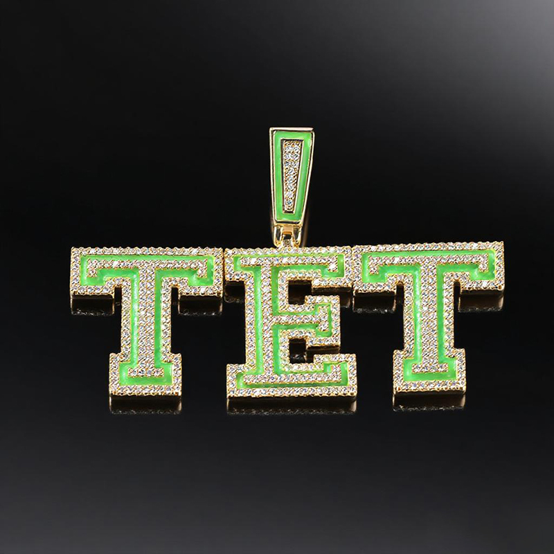 Iced Out Out Custom Name Glow In The Dark Pendent Necklace Silver - Image 5