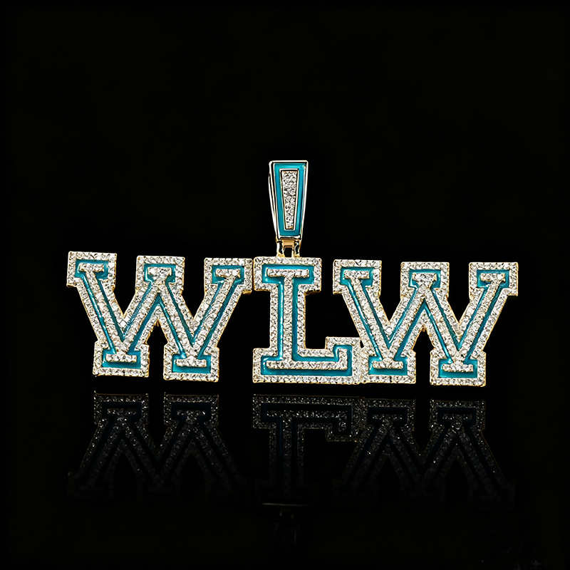 Iced Out Out Custom Name Glow In The Dark Pendent Necklace Silver - Image 6