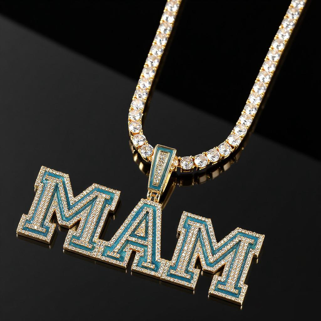Iced Out Out Custom Name Glow In The Dark Pendent Necklace Silver - Image 7