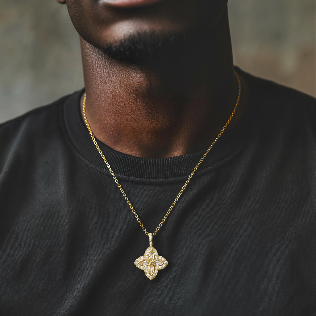Iced Out Out Four Leaf Clover Pendent Necklace With Street Luxury Shine - Image 7