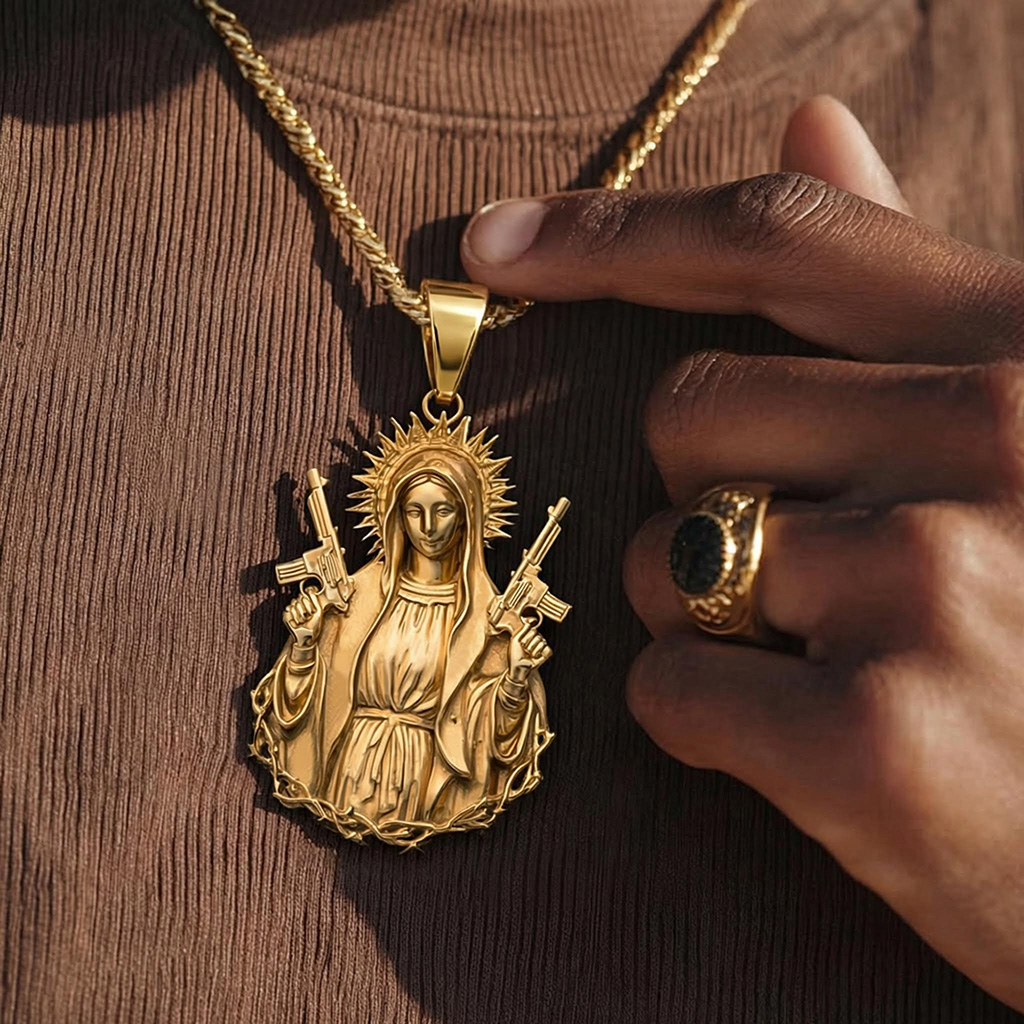 Fierce Guardian Virgin Mary Pendant Bold Statement Style With Street Luxury - Image 4
