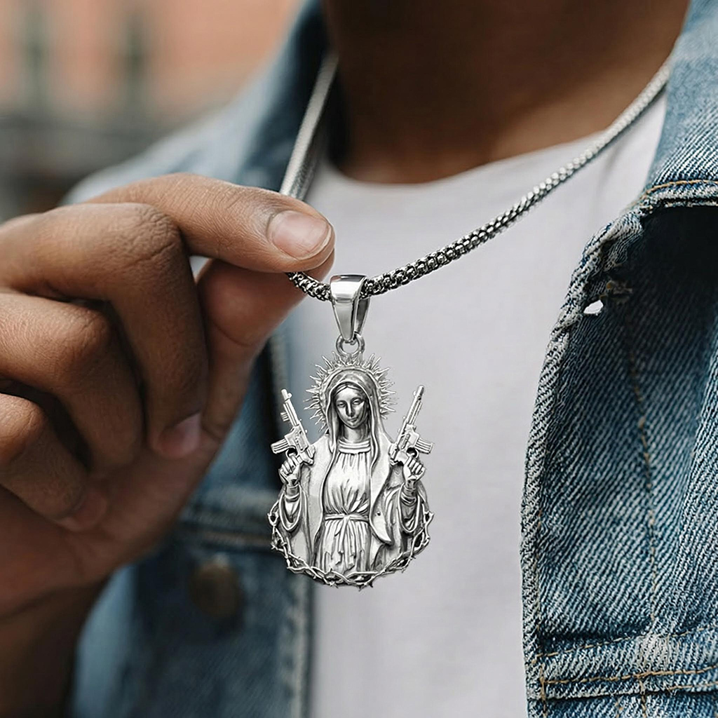 Fierce Guardian Virgin Mary Pendant Bold Statement Style With Street Luxury - Image 5