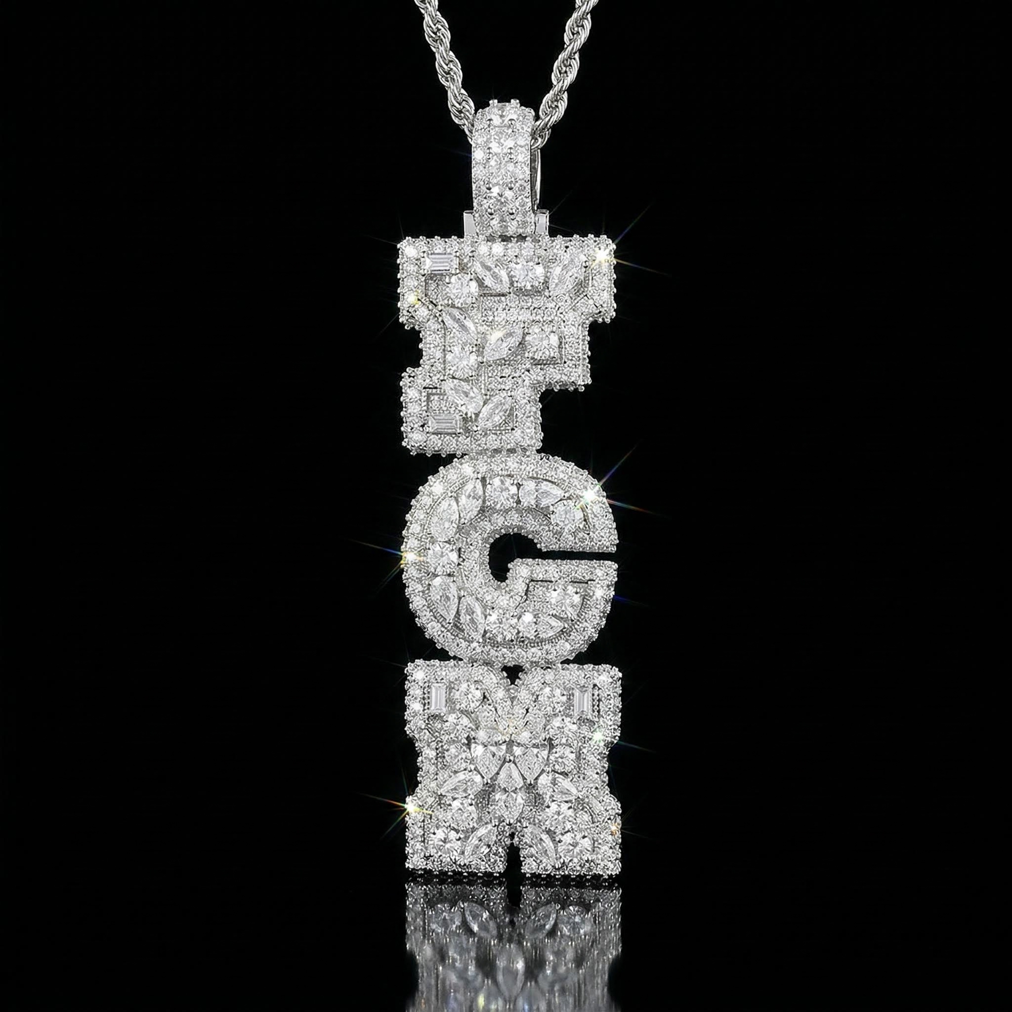 Iced Out Out Marquise&pear&round Cut Custom Letter Pendant Gold