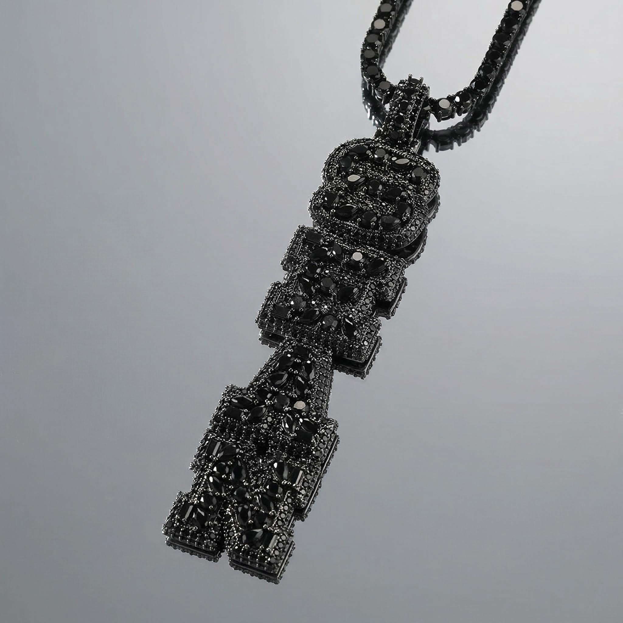 Iced Out Out Black Marquise&pear&round Cut Custom Name Pendant Gold - Image 7
