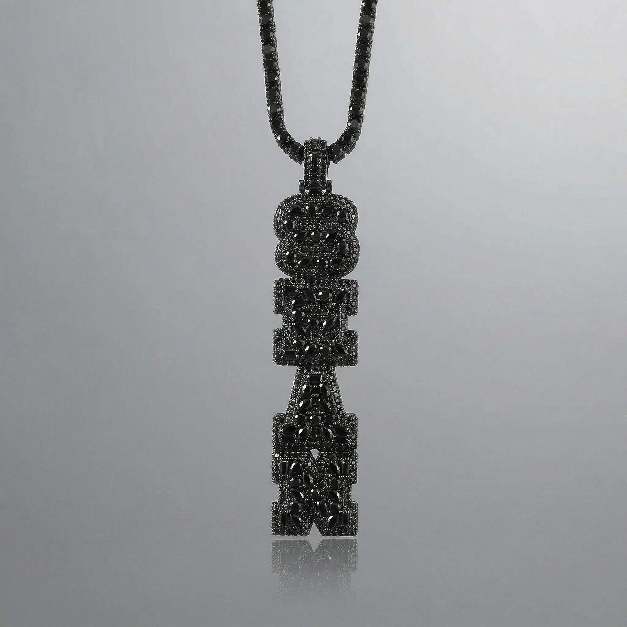 Iced Out Out Black Marquise&pear&round Cut Custom Name Pendant Gold - Image 8