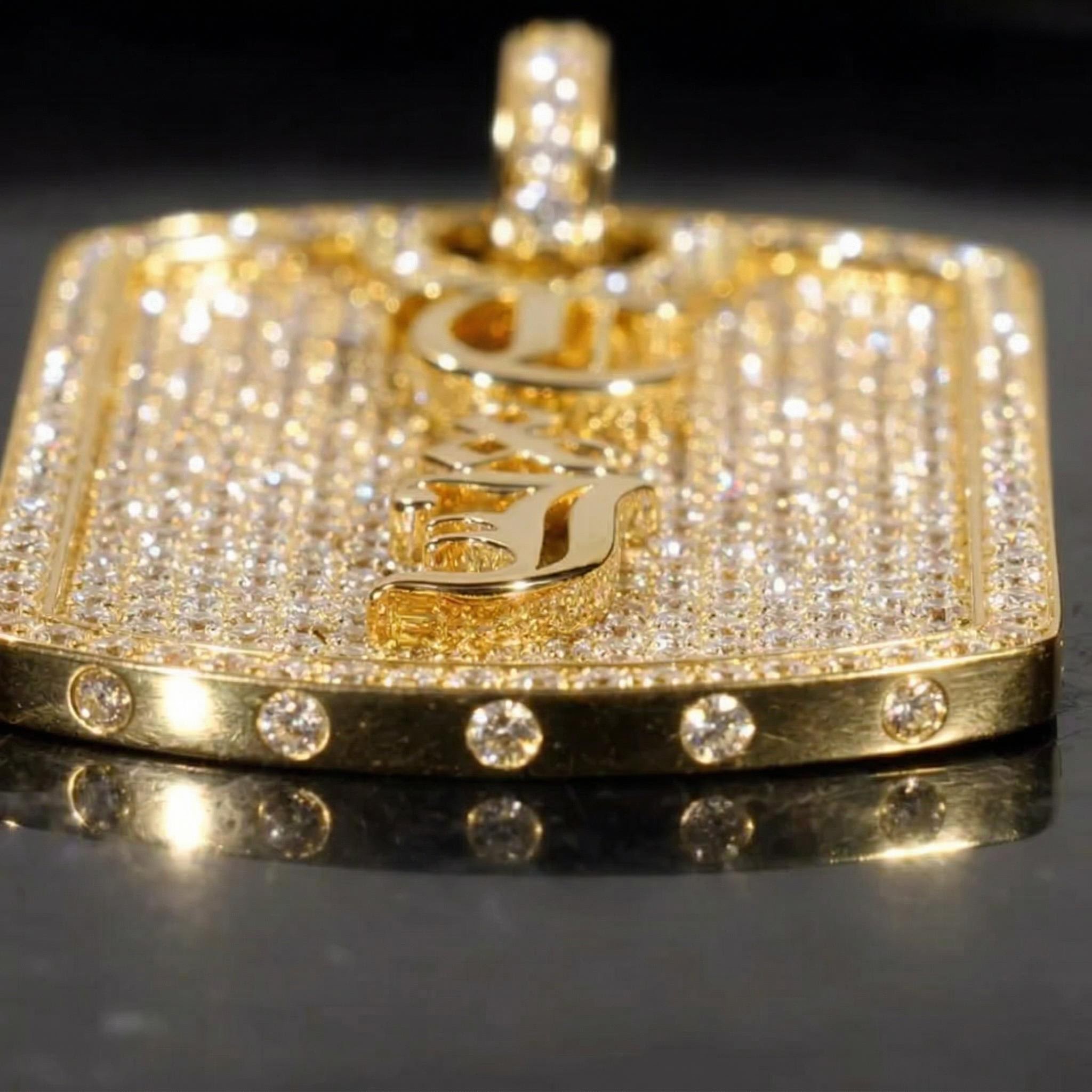 Iced Out Out Old English Custom Name Dog Tag Pendant Moissanite - Image 5